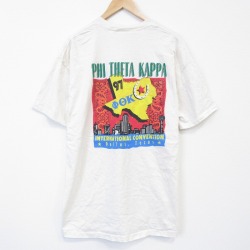 XL★古着 半袖 ビンテージ Tシャツ メンズ 90年代 90s テキサス 大きいサイズ コットン クルーネック USA製 生成り 26apr03