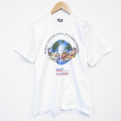 L★古着 スクリーンスターズ 半袖 ビンテージ Tシャツ メンズ 80年代 80s 地球 クルーネック USA製 白 26apr03