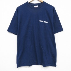 XL★古着 ヘインズ 半袖 ビンテージ Tシャツ メンズ 00年代 00s USAロゴ コットン クルーネック 薄紺 26apr25