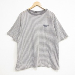 XL★古着 ビラボン 半袖 ビンテージ Tシャツ メンズ 90年代 90s ワンポイントロゴ 大きいサイズ コットン クルーネック USA製 グレー他 ボーダー 26apr25