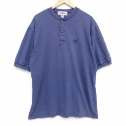 XL★古着 アリゾナジーンズ 半袖 ビンテージ Tシャツ メンズ 90年代 90s ワンポイントロゴ 大きいサイズ コットン ヘンリーネック 紺 26apr25