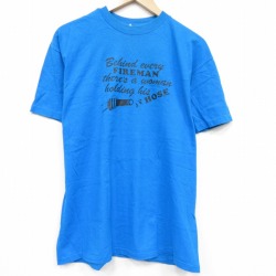 L★古着 ヘインズ 半袖 ビンテージ Tシャツ メンズ 80年代 80s ホース コットン クルーネック USA製 青 26apr27