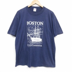 80s 半袖Tシャツ ボストン ネイビー XL | 古着
