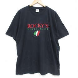 00s 半袖Tシャツ レストラン刺繍 ブラック XL | 古着