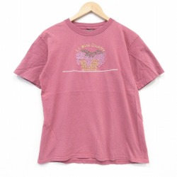 90s 半袖Tシャツ 刺繍 バーガンディ L | 古着