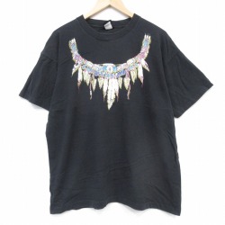 90s 半袖Tシャツ ネックレス ブラック XL | 古着