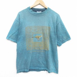 90s 半袖Tシャツ ヒョウ ブルー L | 古着