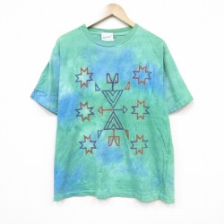 90s 半袖Tシャツ ネイティブ柄 グリーン XL | 古着