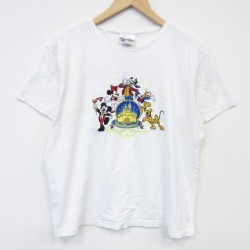 ディズニー 00s 半袖Tシャツ ミッキーミニー刺繍 ホワイト L | 古着