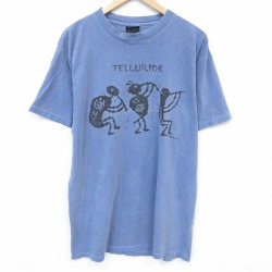 90s 半袖Tシャツ 民族 ネイビー L | 古着