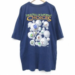 90s 半袖Tシャツ ゴルフボール ネイビー メンズXL相当 | 古着