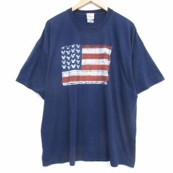 ディズニー 00s 半袖Tシャツ 星条旗 ネイビー XL | 古着
