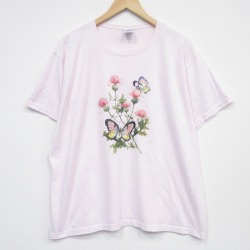 90s 半袖Tシャツ チョウ ピンク XL | 古着