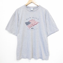 オールドネイビー 00s 半袖Tシャツ 星条旗 グレー XL | 古着