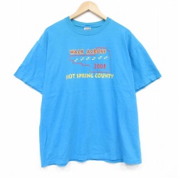 00s 半袖Tシャツ WALK ブルー メンズXL相当 | 古着