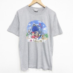 00s 半袖Tシャツ ディズニークリーズライン グレー L | 古着