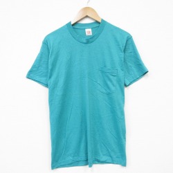 80s 半袖Tシャツ 胸ポケット付き ライトブルー M | 古着
