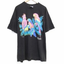 ヘインズ 90s 半袖Tシャツ 鳥 ブラック XL | 古着