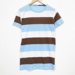 70s 半袖Tシャツ ボーダー ライトブルー S | 古着