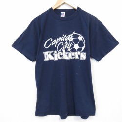 ラッセル 90s 半袖Tシャツ サッカー ネイビー L | 古着