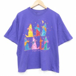 ヘインズ 90s 半袖Tシャツ オオカミ パープル XL | 古着