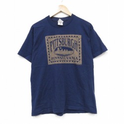 フルーツオブザルーム 90s 半袖Tシャツ ペンシルベニア ネイビー L | 古着