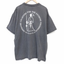 XL★古着 ヘインズ 半袖 ビンテージ Tシャツ メンズ 00年代 00s フィッシャーマン 胸ポケット付き フェード 大きいサイズ コットン クルーネック ブラック【spe】 26jun01