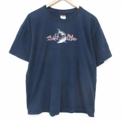 00s 半袖Tシャツ 魚 ブラック メンズXL相当 | 古着