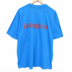 ヘインズ 90s 半袖Tシャツ グラフィック ブルー XL | 古着