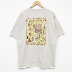 00s 半袖Tシャツ 灯台 ベージュ メンズXL相当 | 古着