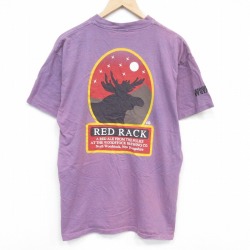 90s 半袖Tシャツ レッドブラックビール フェード パープル L | 古着