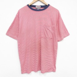 90s 半袖Tシャツ ボーダー レッド XL | 古着