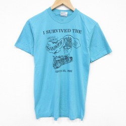 ヘインズ 90s 半袖Tシャツ 汽車 ライトブルー S | 古着