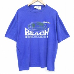 アリゾナジーンズ 90s 半袖Tシャツ ビーチクラブ ブルー XL | 古着