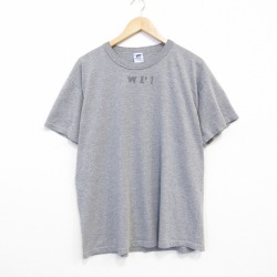 XL★古着 ラッセル 半袖 ビンテージ Tシャツ メンズ 00年代 00s WPI ステンシル クルーネック グレー 霜降り【spe】 26jun03