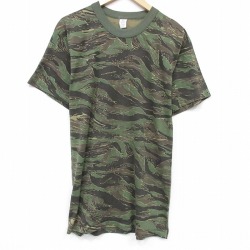 80s 半袖Tシャツ タイガーカモ カーキ M | 古着