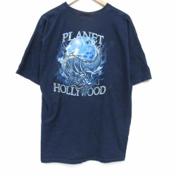 00s 半袖Tシャツ プラネットハリウッド ネイビー メンズL相当 | 古着