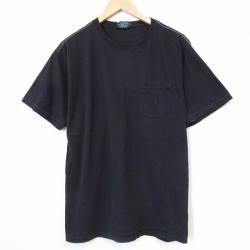 XL★古着 ラルフローレン 半袖 ビンテージ ブランド Tシャツ メンズ 90年代 90s ワンポイントロゴ 胸ポケット付き 大きいサイズ コットン クルーネック USA製 ブラック【spe】 26jun08