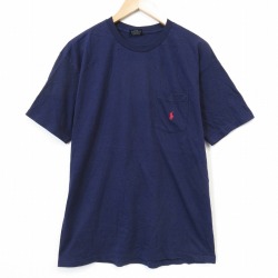 ラルフローレン 90s 半袖Tシャツ ワンポイントロゴ ネイビー メンズL相当 | 古着