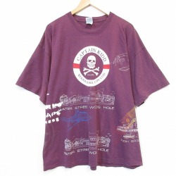 00s 半袖Tシャツ スカルマルチプリント バーガンディ XL | 古着