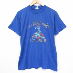 80s 半袖Tシャツ 地球 ブルー メンズL相当 | 古着