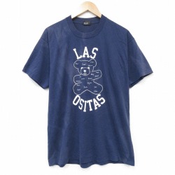 スクリーンスターズ 80s 半袖Tシャツ クマ両面プリント ネイビー メンズL相当 | 古着