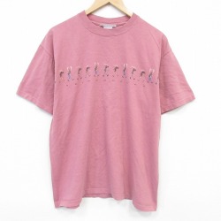 00s 半袖Tシャツ シカ ピンク メンズXL相当 | 古着