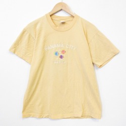 90s 半袖Tシャツ パナマ刺繍 イエロー メンズL相当 | 古着