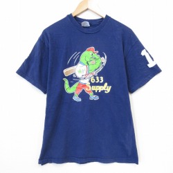 ヘインズ 90s 半袖Tシャツ ワニ ネイビー メンズL相当 | 古着