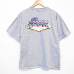 XL★古着 半袖 ビンテージ Tシャツ メンズ 00年代 00s ラスベガス VISAカード クルーネック グレー 霜降り【spe】 26jun11
