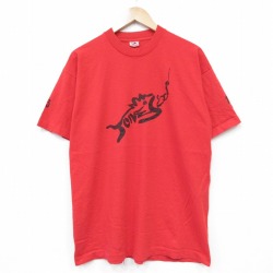 フルーツオブザルーム 90s 半袖Tシャツ 魚 レッド メンズXL相当 | 古着