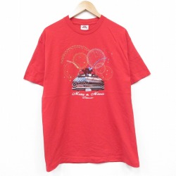 ディズニー 00s 半袖Tシャツ ミッキー ミニー レッド メンズL相当 | 古着