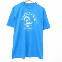 ヘインズ 80s 半袖Tシャツ PARKWAY ブルー メンズXL相当 | 古着