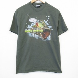 00s 半袖Tシャツ 魚 カーキ メンズM相当 | 古着